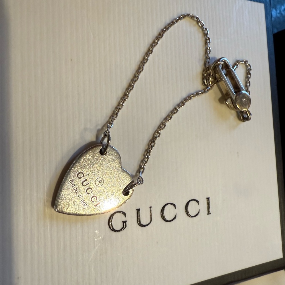 Gucci Silver Heart Charm Necklace